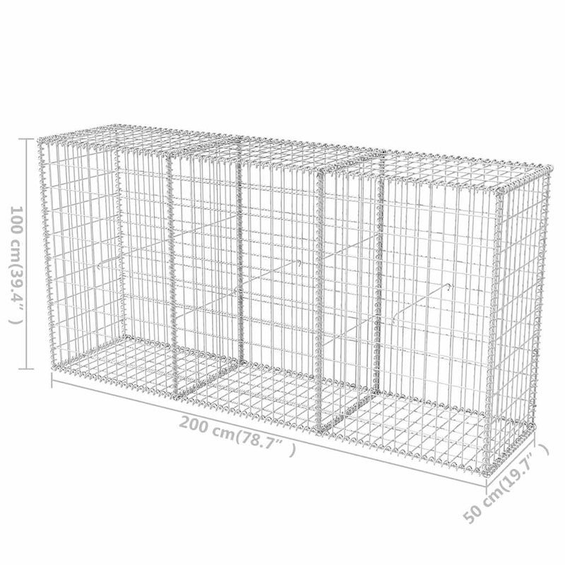 Gabion Basket Galvanised Steel 200x50x100 cm