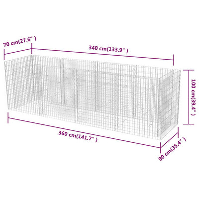 Gabion Raised Bed Steel 360x90x100 cm