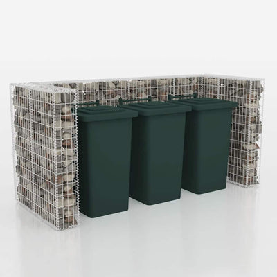 Gabion Triple Wheelie Bin Surround Steel 250x100x120 cm