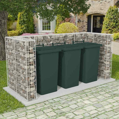 Gabion Triple Wheelie Bin Surround Steel 250x100x120 cm