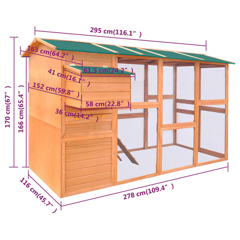 Chicken Coop Wood 295x163x170 cm