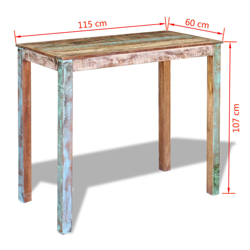 Bar Table Solid Reclaimed Wood 115x60x107 cm