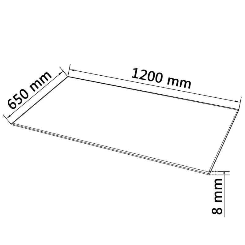 Table Top Tempered Glass Rectangular 1200x650 mm