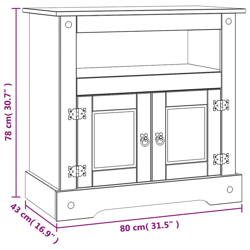 TV Cabinet Mexican Pine Corona Range 80x43x78 cm