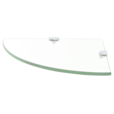 Corner Shelf with Chrome Supports Glass Clear 25x25 cm