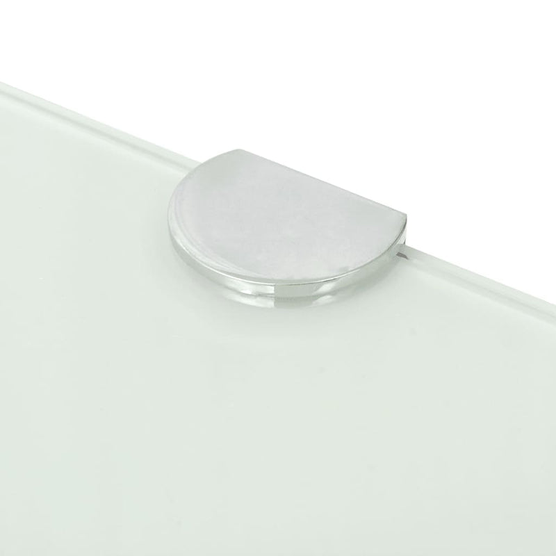 Corner Shelf with Chrome Supports Glass White 25x25 cm