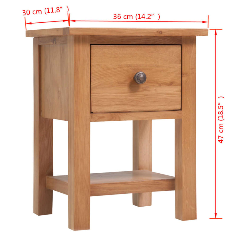 Nightstand 36x30x47 cm Solid Oak Wood