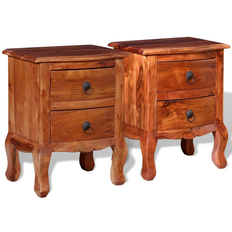 Nightstands with Drawers 2 pcs Solid Acacia Wood