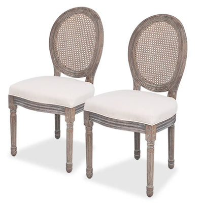 Dining Chairs 2 pcs Cream Fabric