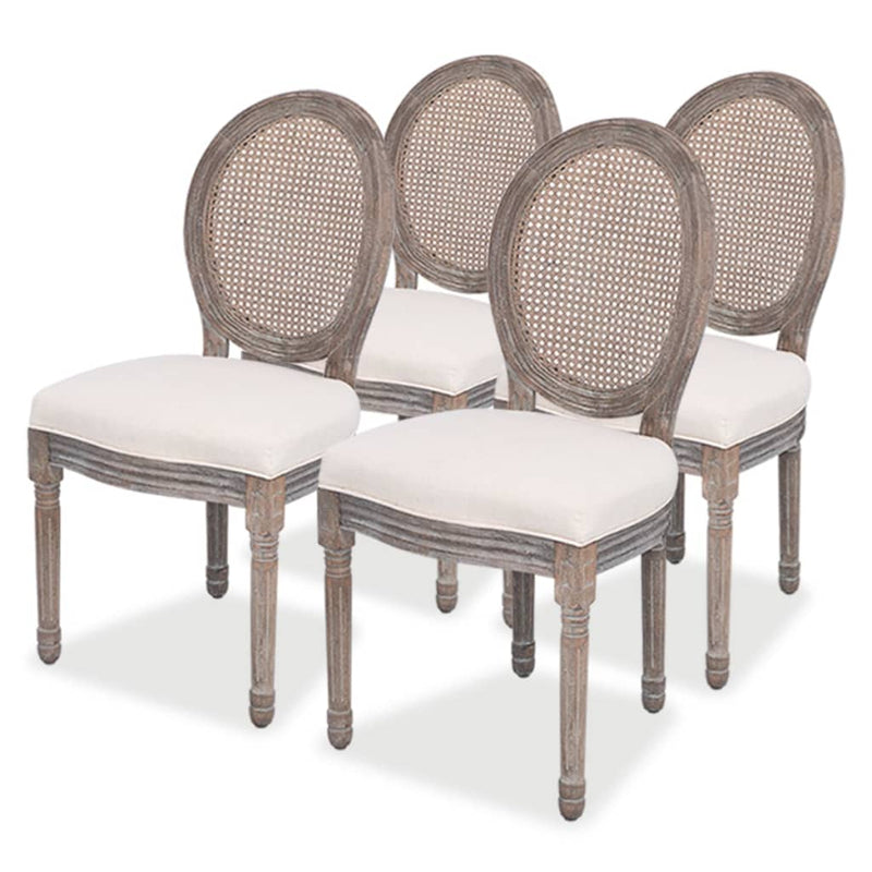 Dining Chairs 4 pcs Cream Fabric