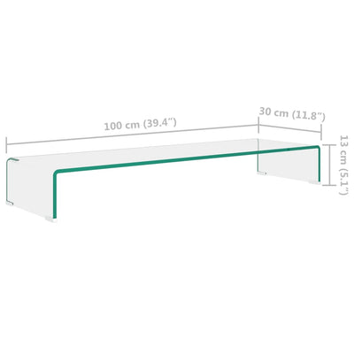 TV Stand/Monitor Riser Glass Clear 100x30x13 cm