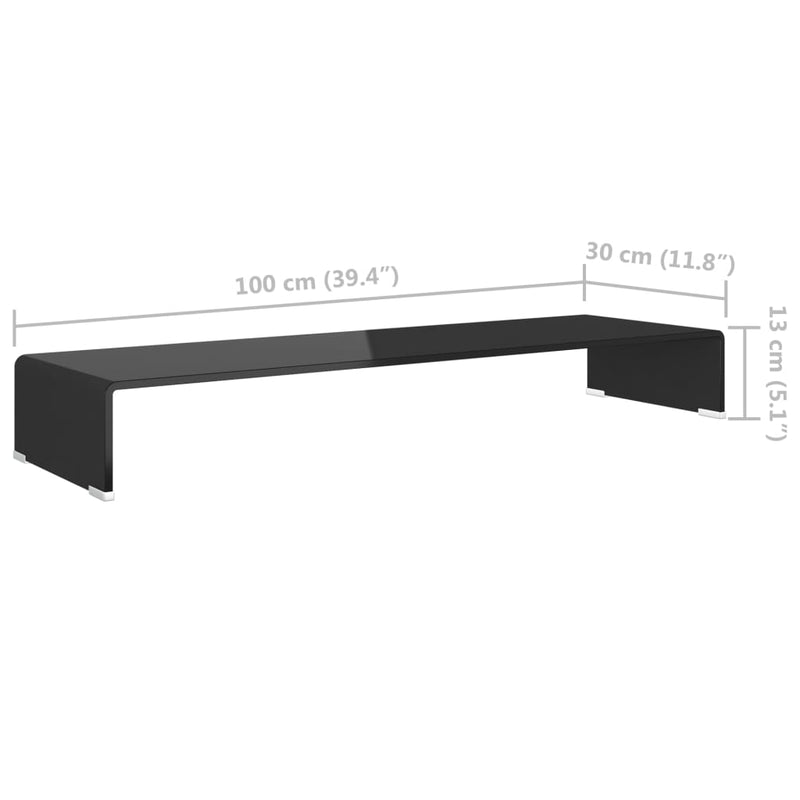 TV Stand/Monitor Riser Glass Black 100x30x13 cm