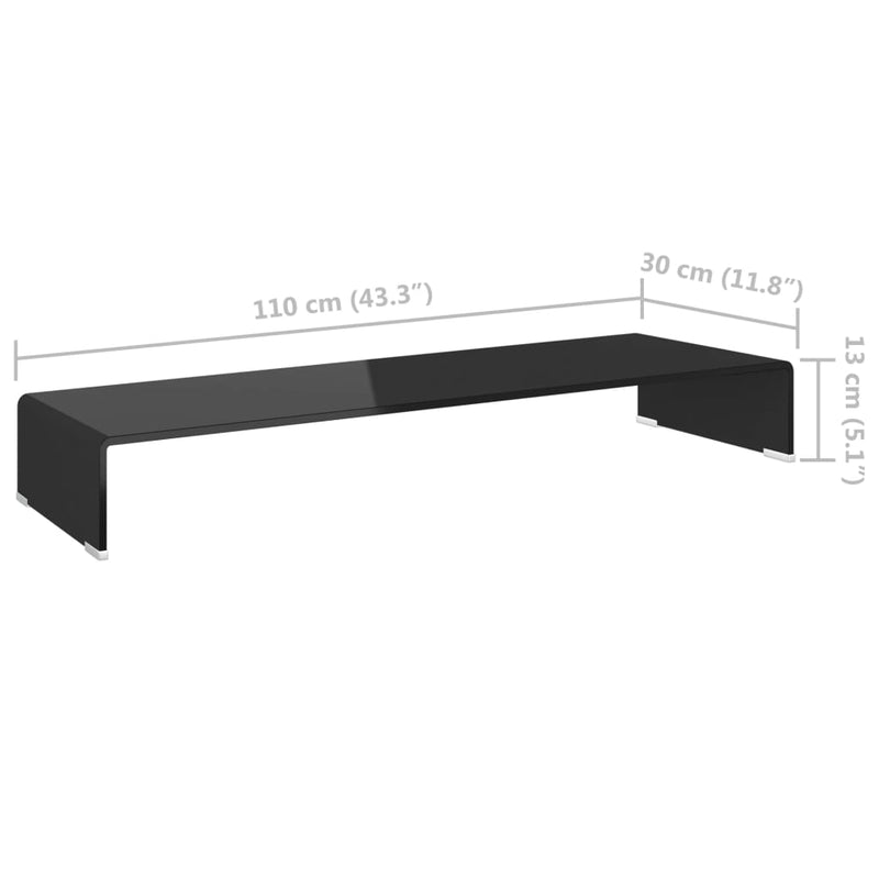 TV Stand/Monitor Riser Glass Black 110x30x13 cm