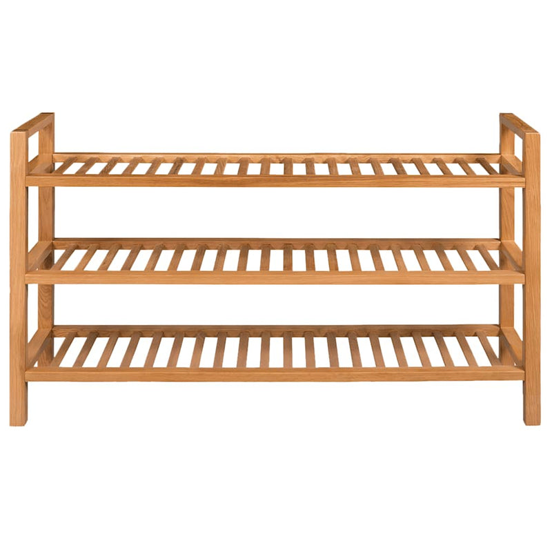 Shoe Rack with 3 Shelves 100x27x60 cm Solid Oak Wood