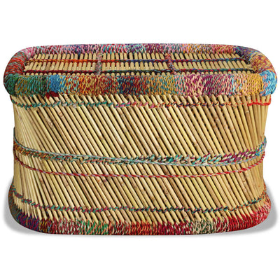 Coffee Table Bamboo with Chindi Details Multicolour