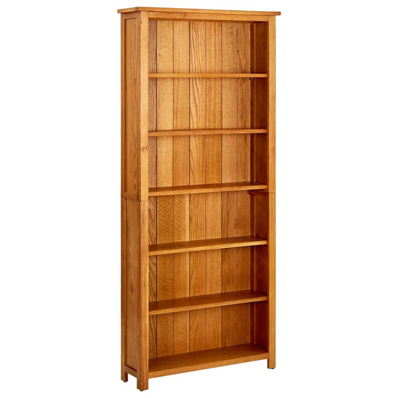 6-Tier Bookcase 80x22.5x180 cm Solid Oak Wood