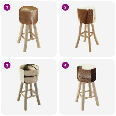 Bar Stool Real Leather and Solid Teak Wood