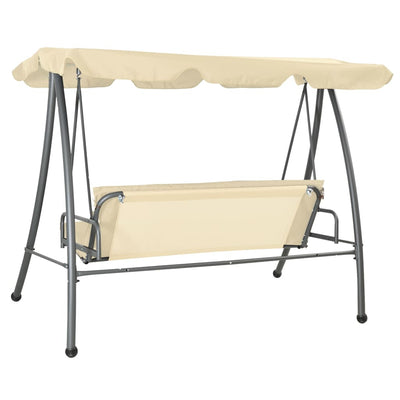 Outdoor Swing Bench with Canopy Sand White