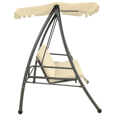 Outdoor Swing Bench with Canopy Sand White