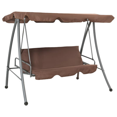 Outdoor Swing Bench with Canopy Coffee