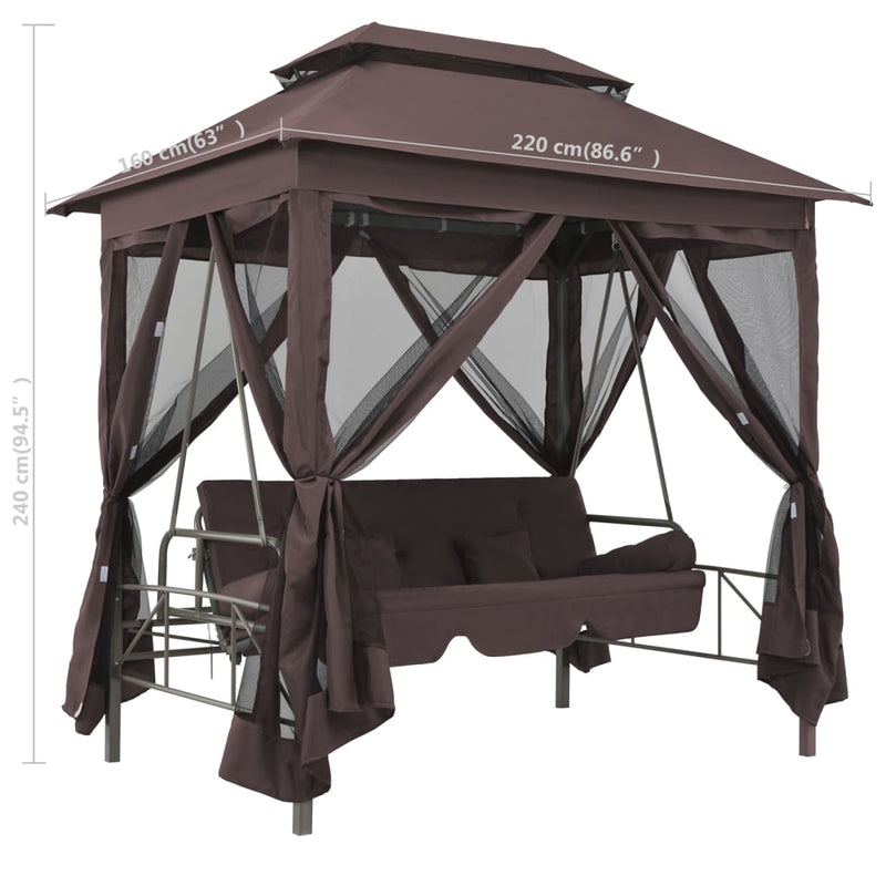 Gazebo Convertible Swing Bench Coffee