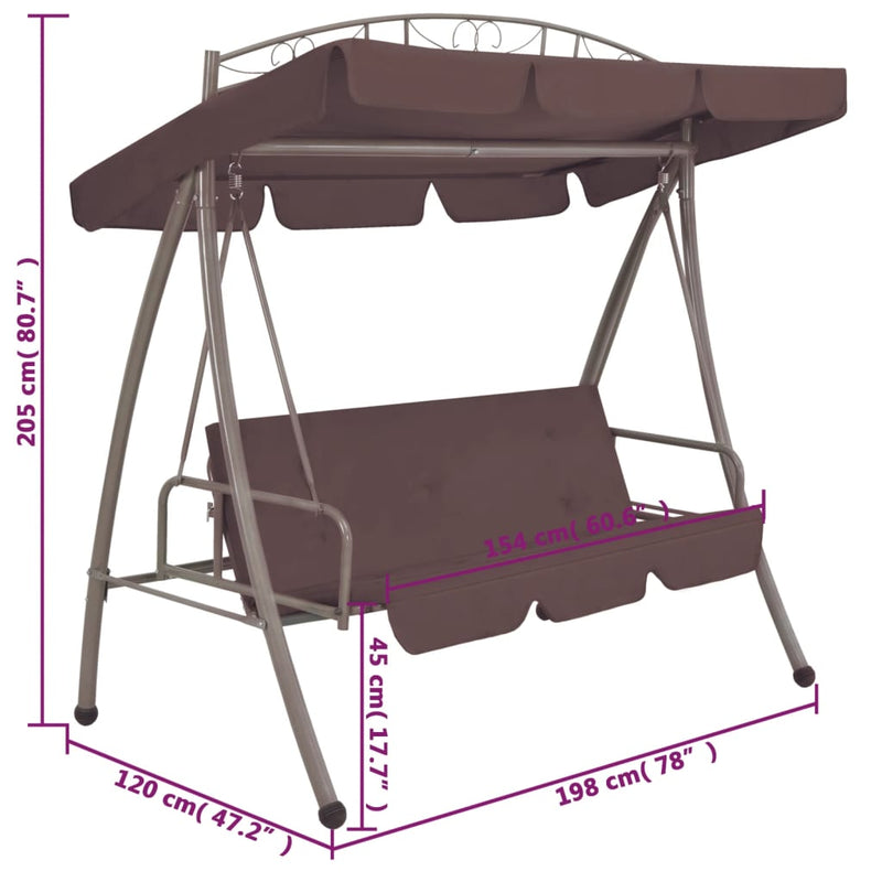 Outdoor Convertible Swing Bench with Canopy Coffee