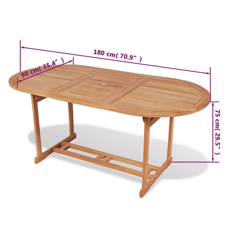 Garden Table 180x90x75 cm Solid Teak Wood