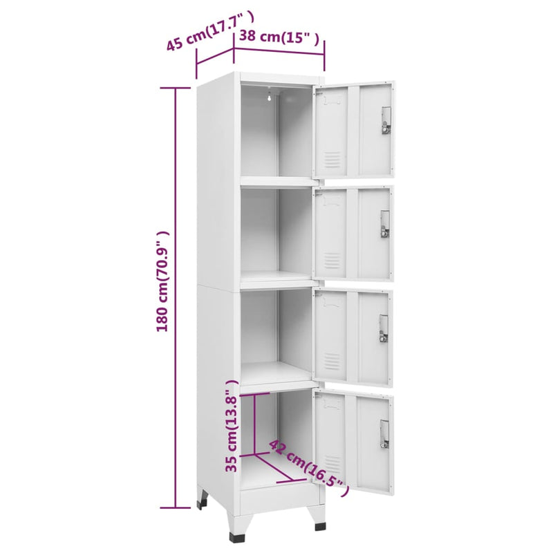 Locker Cabinet with 4 Compartments 38x45x180 cm