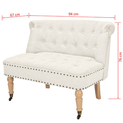 Loveseat Fabric 94x67x76 cm White