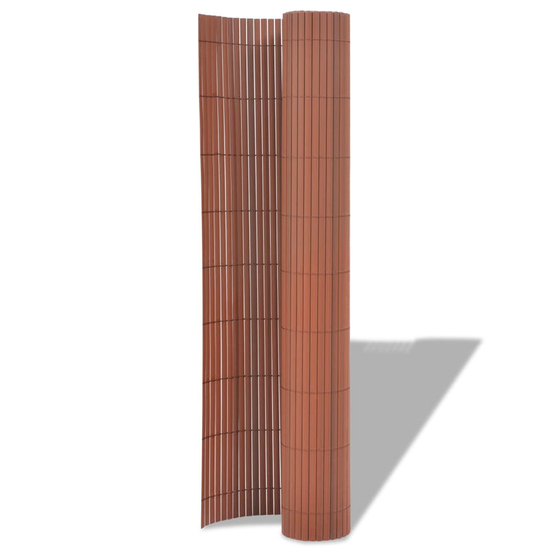 Double-Sided Garden Fence PVC 90x500 cm Brown