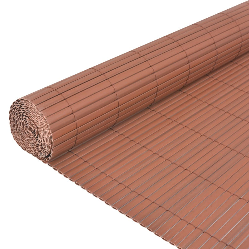 Double-Sided Garden Fence PVC 90x500 cm Brown