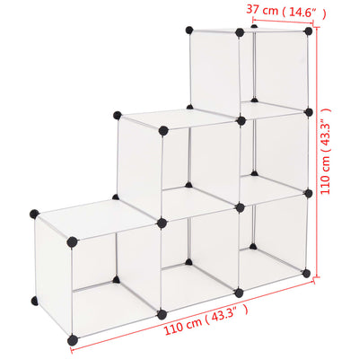 Storage Cube Organiser with 6 Compartments White