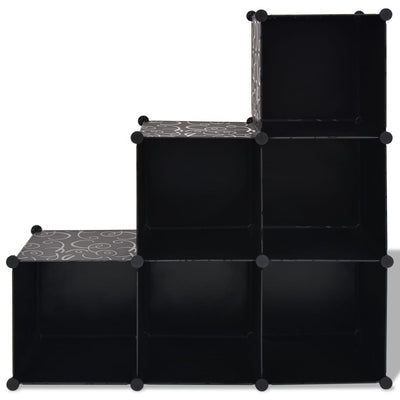 Storage Cube Organiser with 6 Compartments Black