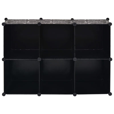 Storage Cube Organiser with 6 Compartments Black