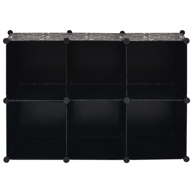 Storage Cube Organiser with 6 Compartments Black