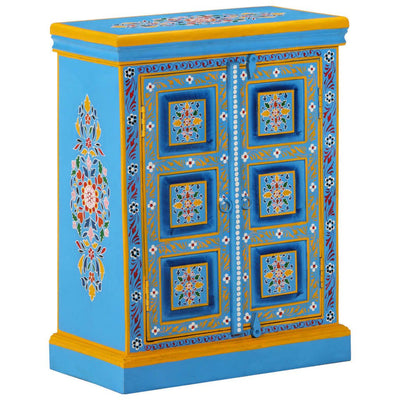 Sideboard Solid Mango Wood Turquoise Hand Painted