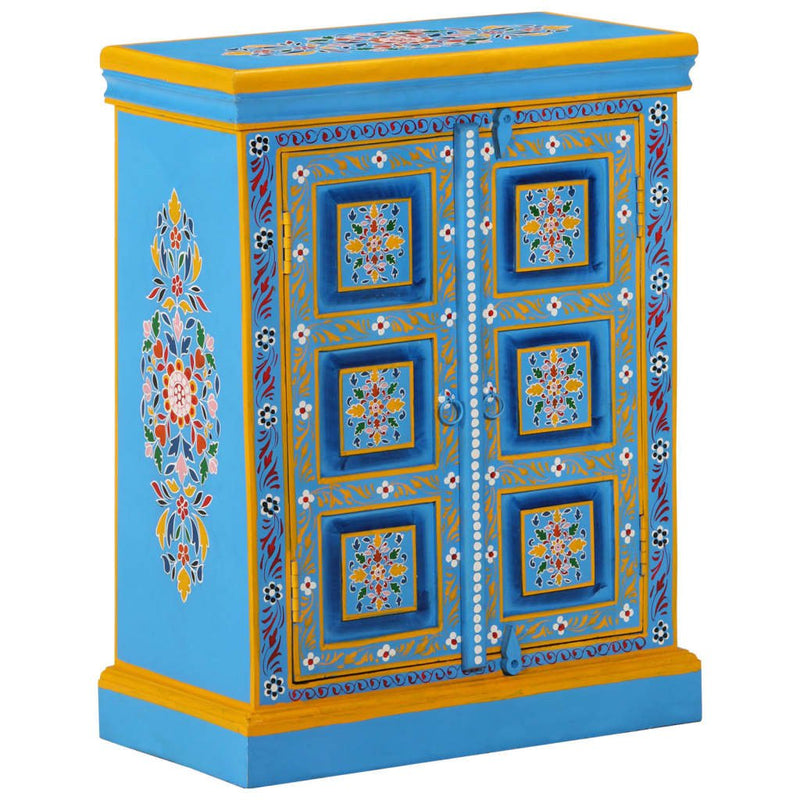 Sideboard Solid Mango Wood Turquoise Hand Painted