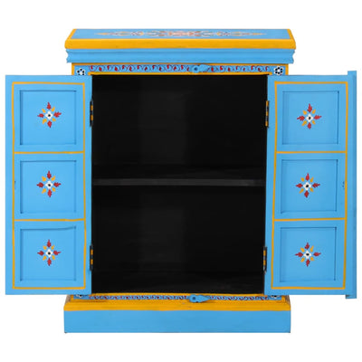 Sideboard Solid Mango Wood Turquoise Hand Painted