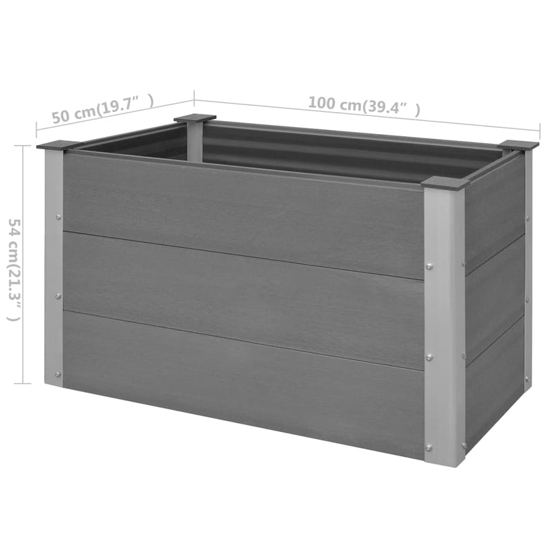 Garden Raised Bed WPC 100x50x54 cm Grey