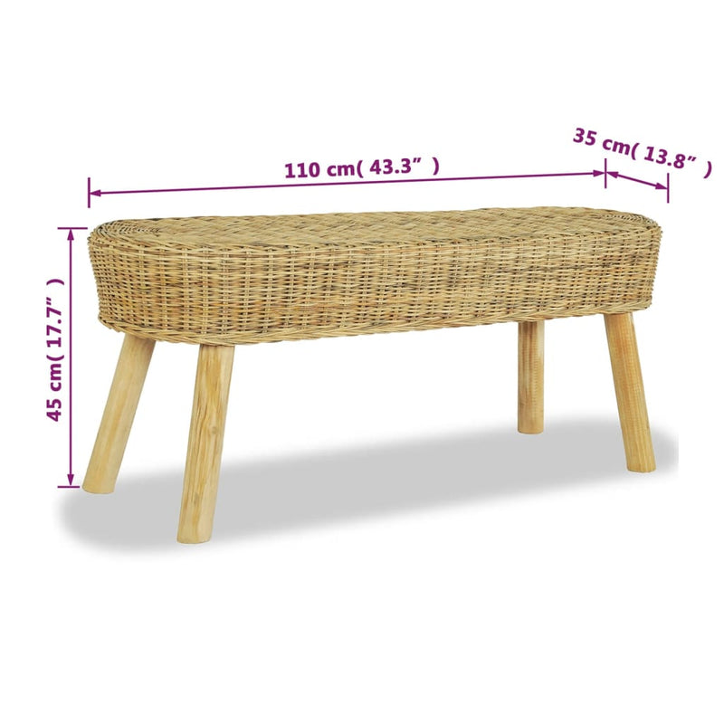 Hall Bench 110x35x45 cm Natural Rattan