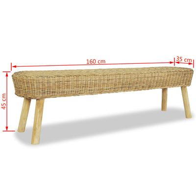 Hall Bench 160x35x45 cm Natural Rattan