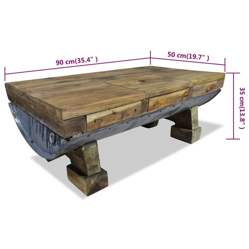 Coffee Table Mixed Recycled Wood 90x50x35 cm