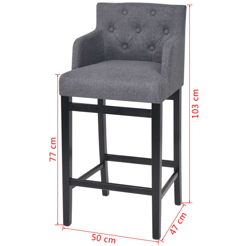 Bar Stools 2 pcs Dark Grey Fabric