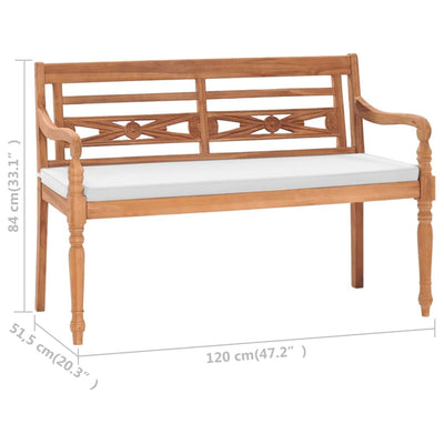 Batavia Bench with Cushions 120 cm Teak