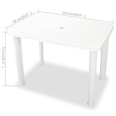 Garden Table White 101x68x72 cm Plastic