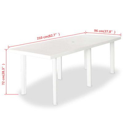 Garden Table White 210x96x72 cm Plastic