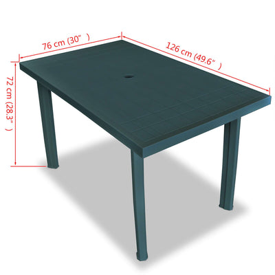 Garden Table Green 126x76x72 cm Plastic