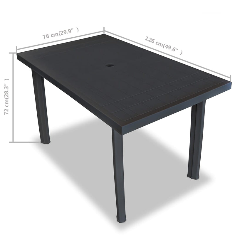 Garden Table Anthracite 126x76x72 cm Plastic