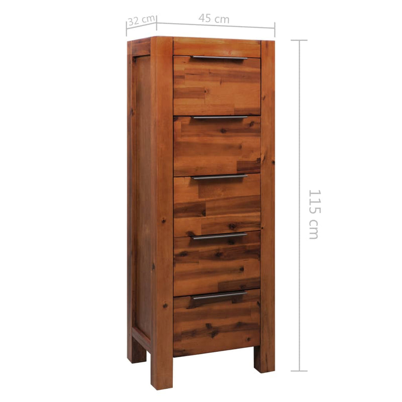 Chest of Drawers Solid Acacia Wood 45x32x115 cm