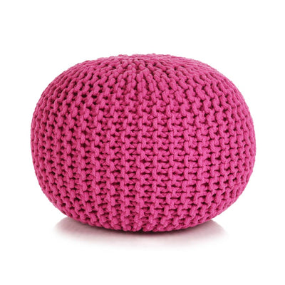 Hand-Knitted Pouffe Cotton 50x35 cm Pink